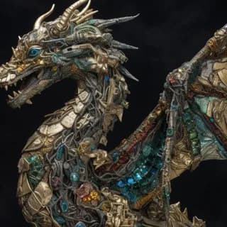 The Enchanted Guardian: A golden dragon of stones